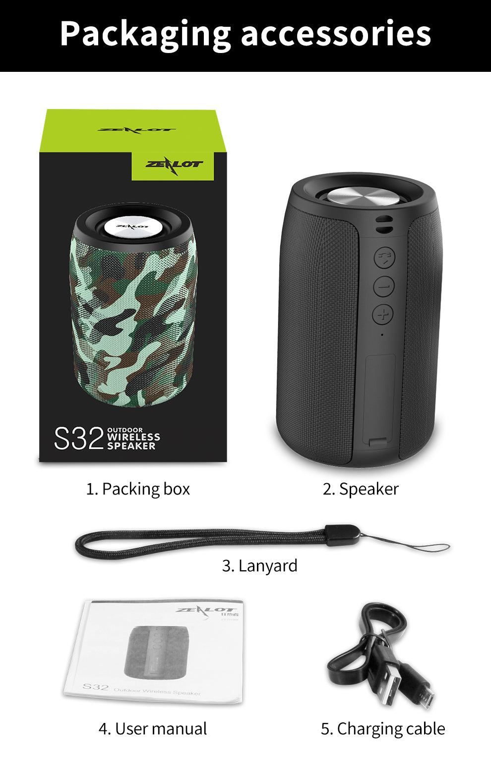 ZEALOT S32 with Wireless Microphone Karaoke Speaker - Angle 3