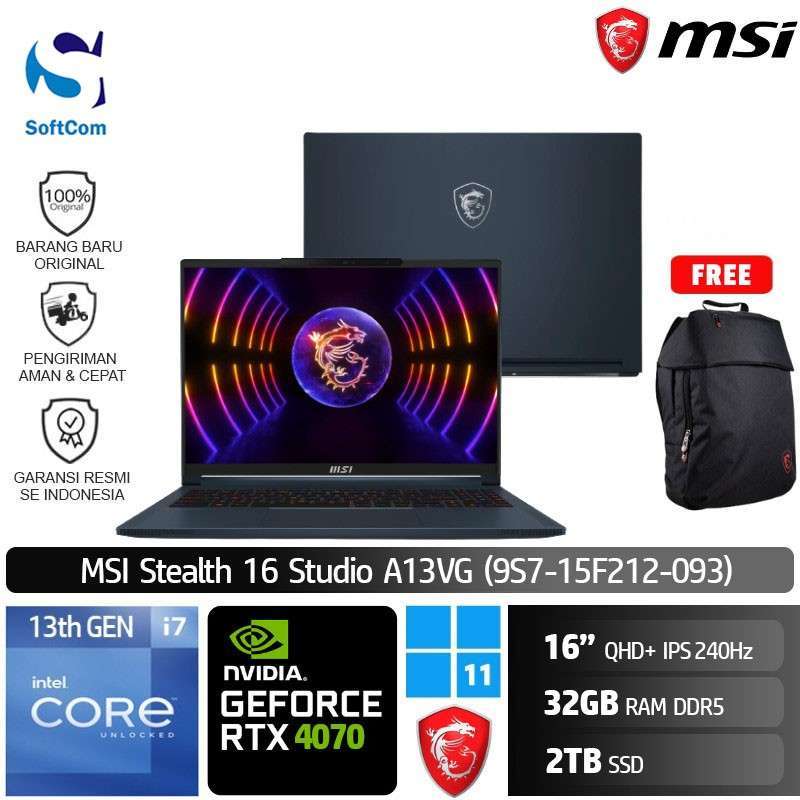 MSI Stealth 16 Studio A13VG - 16" FHD+ IPS 144Hz, 16GB RAM, 1TB SSD