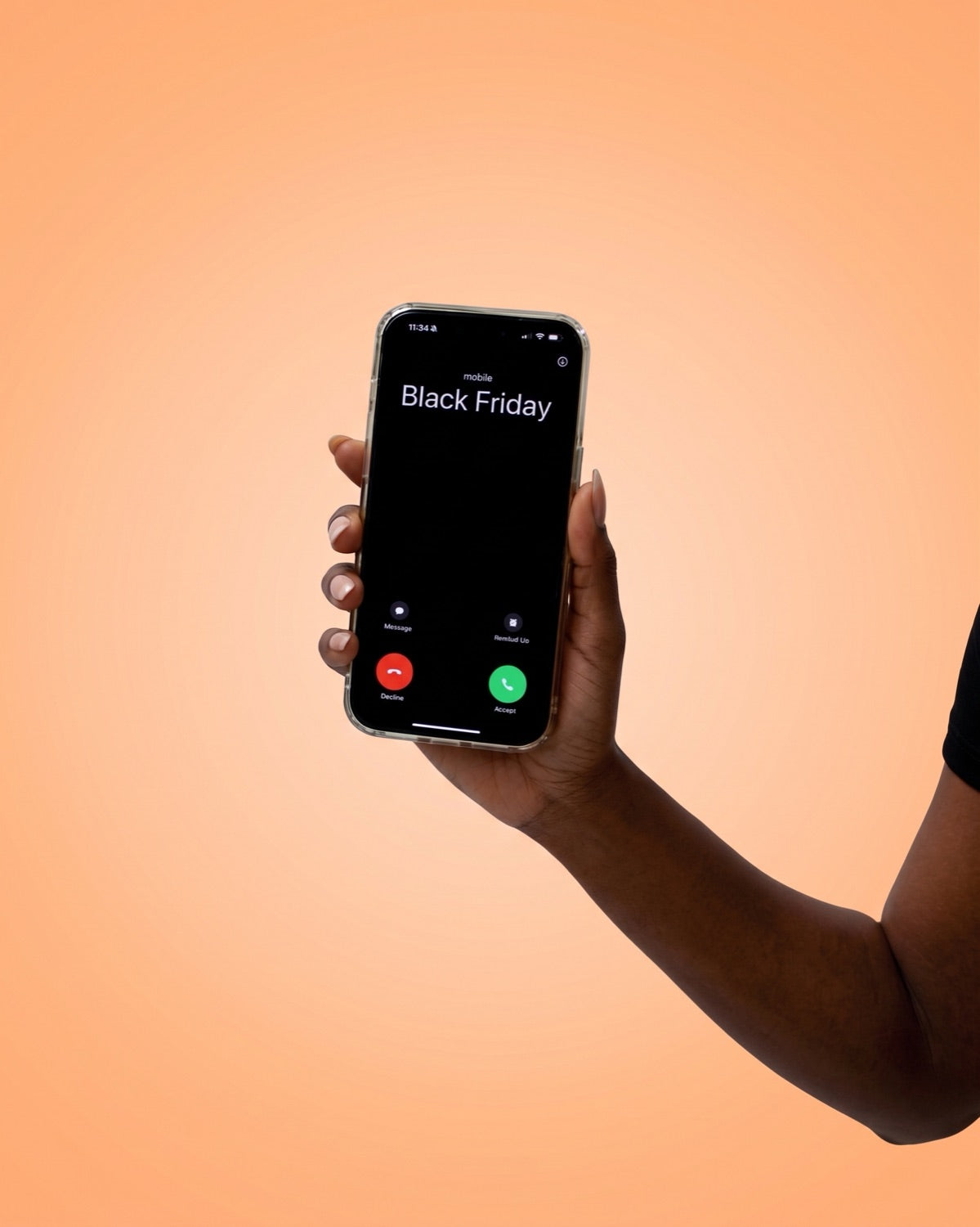 A phone showing an incoming call from Black Friday