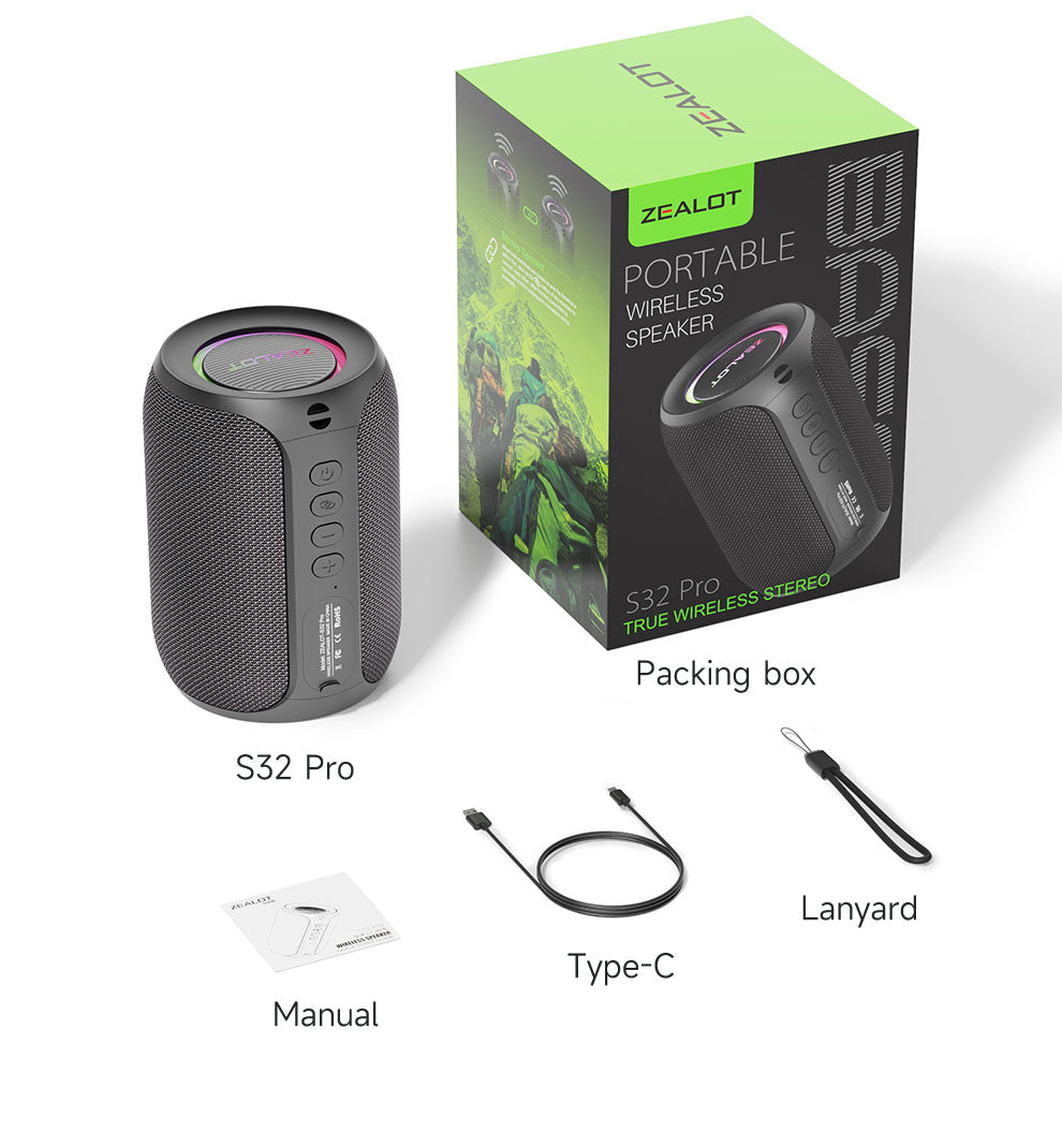 ZEALOT S32 Waterproof Portable Bluetooth Speaker - Angle 2