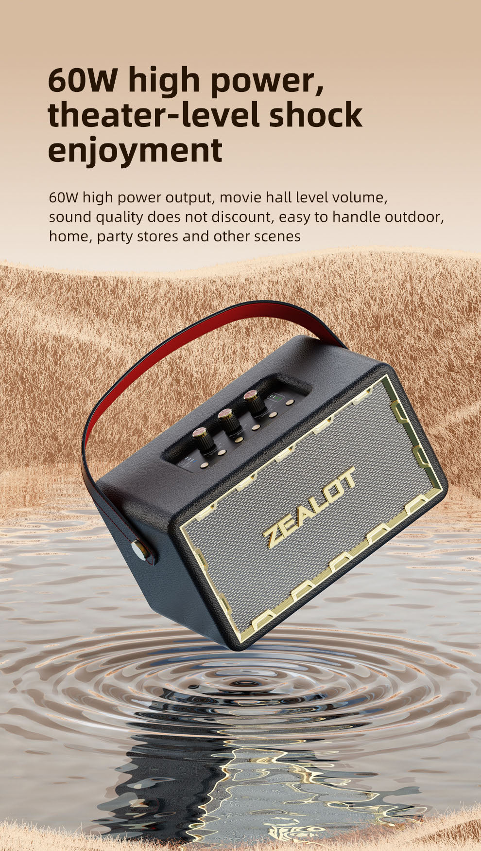 ZEALOT MT01 Desktop Hi-Fi Wireless Speaker - Angle 3