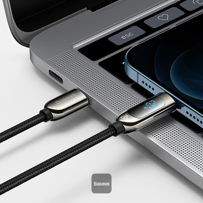 Baseus Display Fast Charging Data Cable, Type-C to IP 20W – Black - Image 4