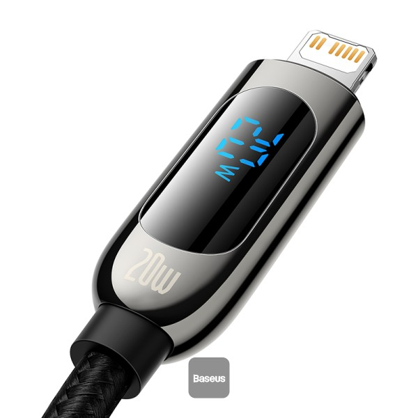 Baseus Display Fast Charging Data Cable, Type-C to IP 20W – Black - Image 3