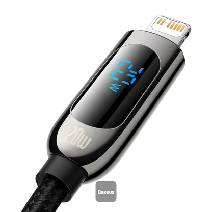 Baseus Display Fast Charging Data Cable, Type-C to IP 20W – Black - Image 3