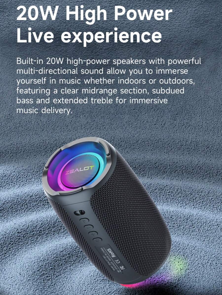 ZEALOT S61 RGB Light Portable Wireless Speaker - Angle 3