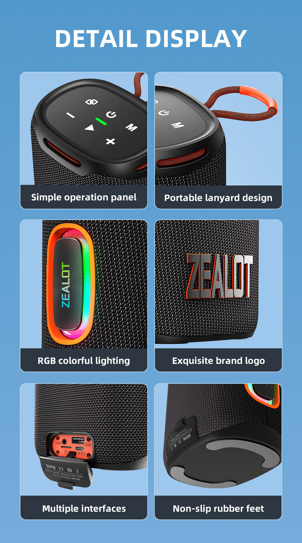 ZEALOT S122 Portable Outdoor Wireless Speaker - Angle 2