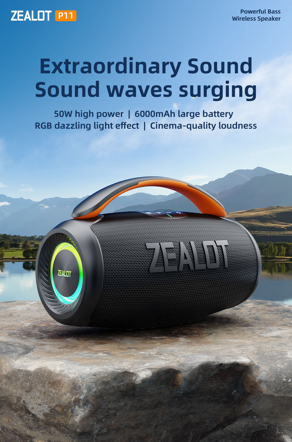ZEALOT P11 Portable Wireless Speaker - Angle 2