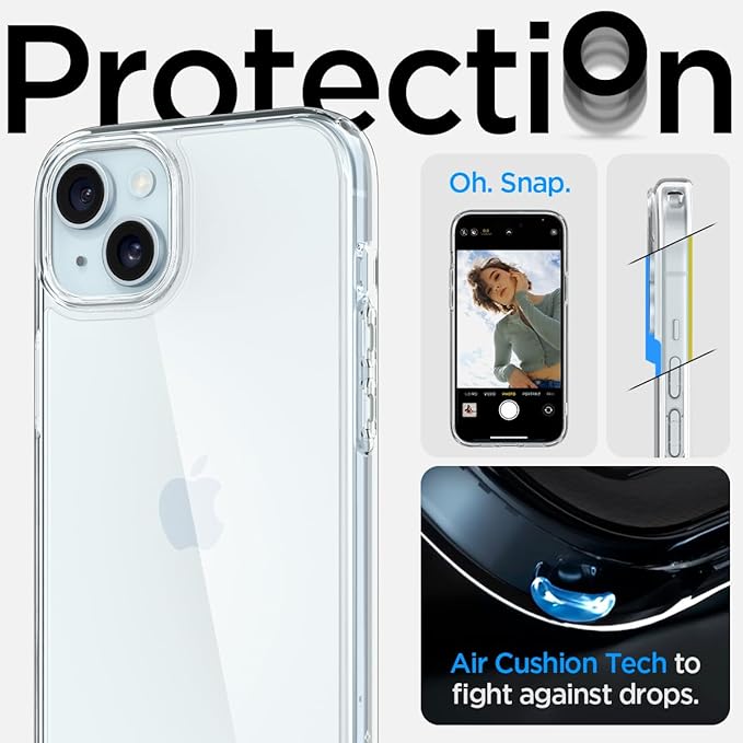 Spigen Ultra Hybrid Designed for iPhone 15 Case (2023), [Anti-Yellowing] [Military-Grade Protection] - Crystal Clear