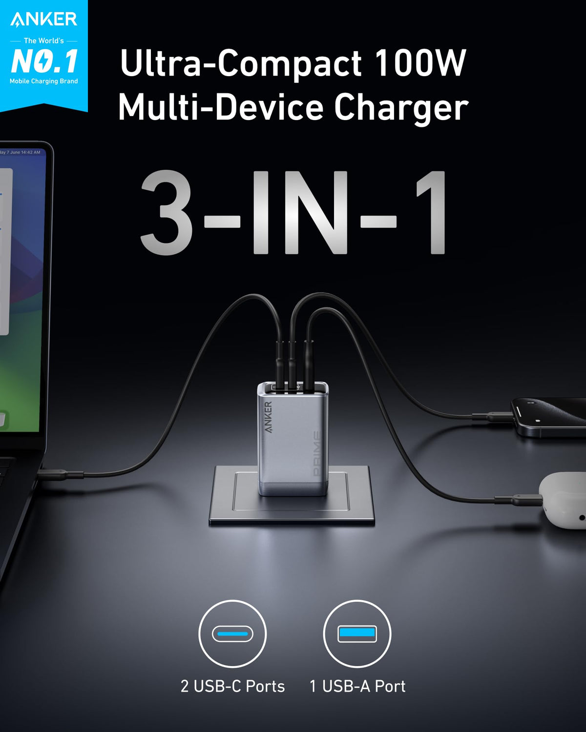 Anker 100W 3-Port GaN Charger
