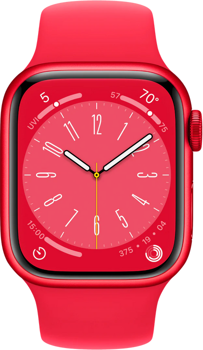 Apple Watch Series 8 smartwatch in Red — side view