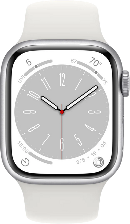 Apple Watch Series 8 smartwatch in Silver — front view