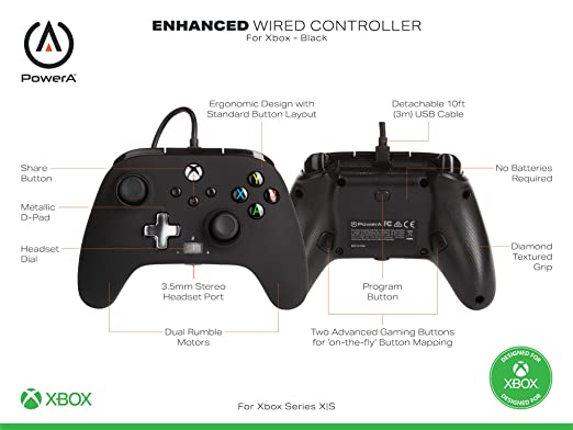PowerA Enhanced Wired Controller for Xbox Series X|S – Black, BLUE, RED & PURPLE - Image 3