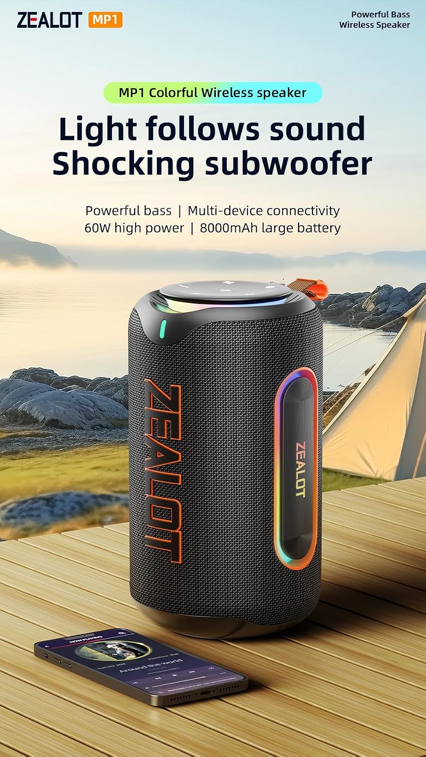 ZEALOT MP1 Multi-Function Wireless Audio Speaker - Angle 2