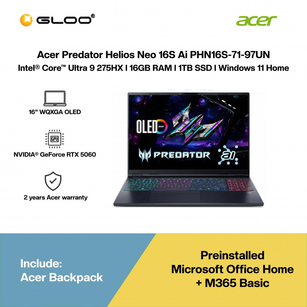 Acer Predator 16 PHN16S-71 (RTX 5070ti) - 16" WQXGA IPS 240Hz, 32GB DDR5 RAM, 1TB SSD