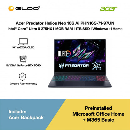 Acer Predator 16 PHN16S-71 (RTX 5070ti) - 16" WQXGA IPS 240Hz, 32GB DDR5 RAM, 1TB SSD