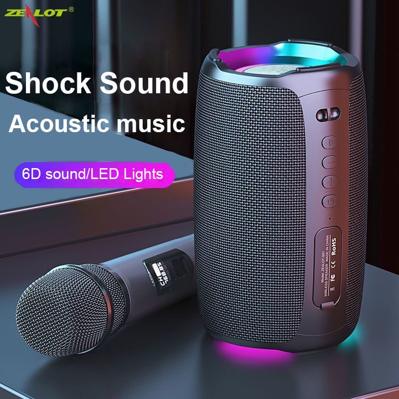 ZEALOT S61M RGB Karaoke Bluetooth Speaker with Microphone - Angle 2