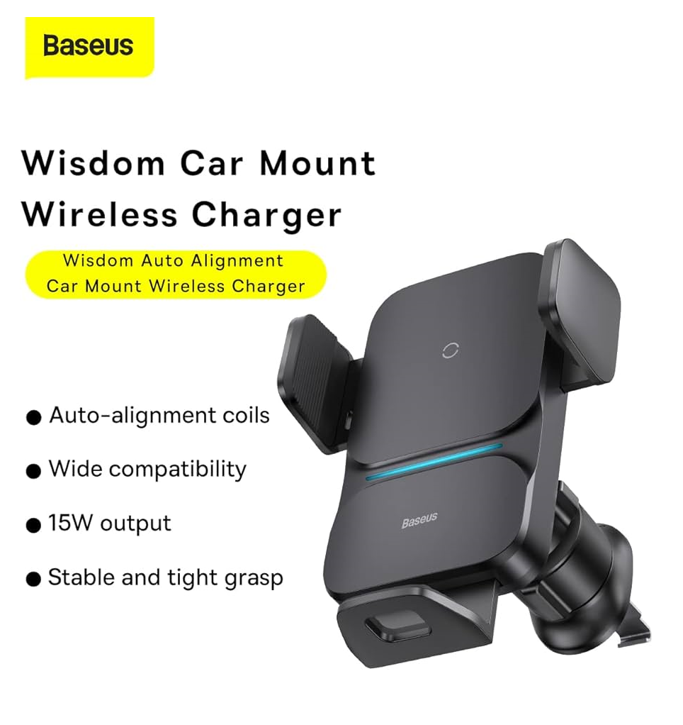 Baseus Wisdom Auto Alignment Car Mount Wireless Charger - Image 2