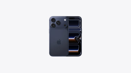 iPhone 17 Pro smartphone in Deep Blue — back view