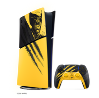 PS5 Digital Edition Marvel's Wolverine Battle Yellow console with DualSense controller