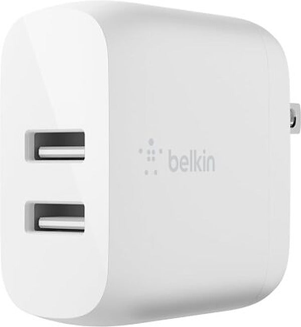 Dual USB A Wall Charger 24W — White charging accessory