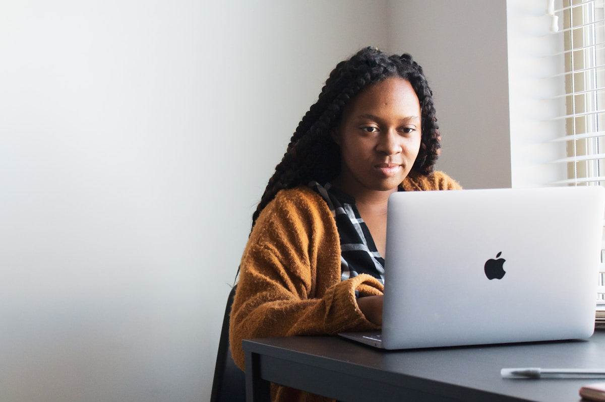 A student working on a laptop